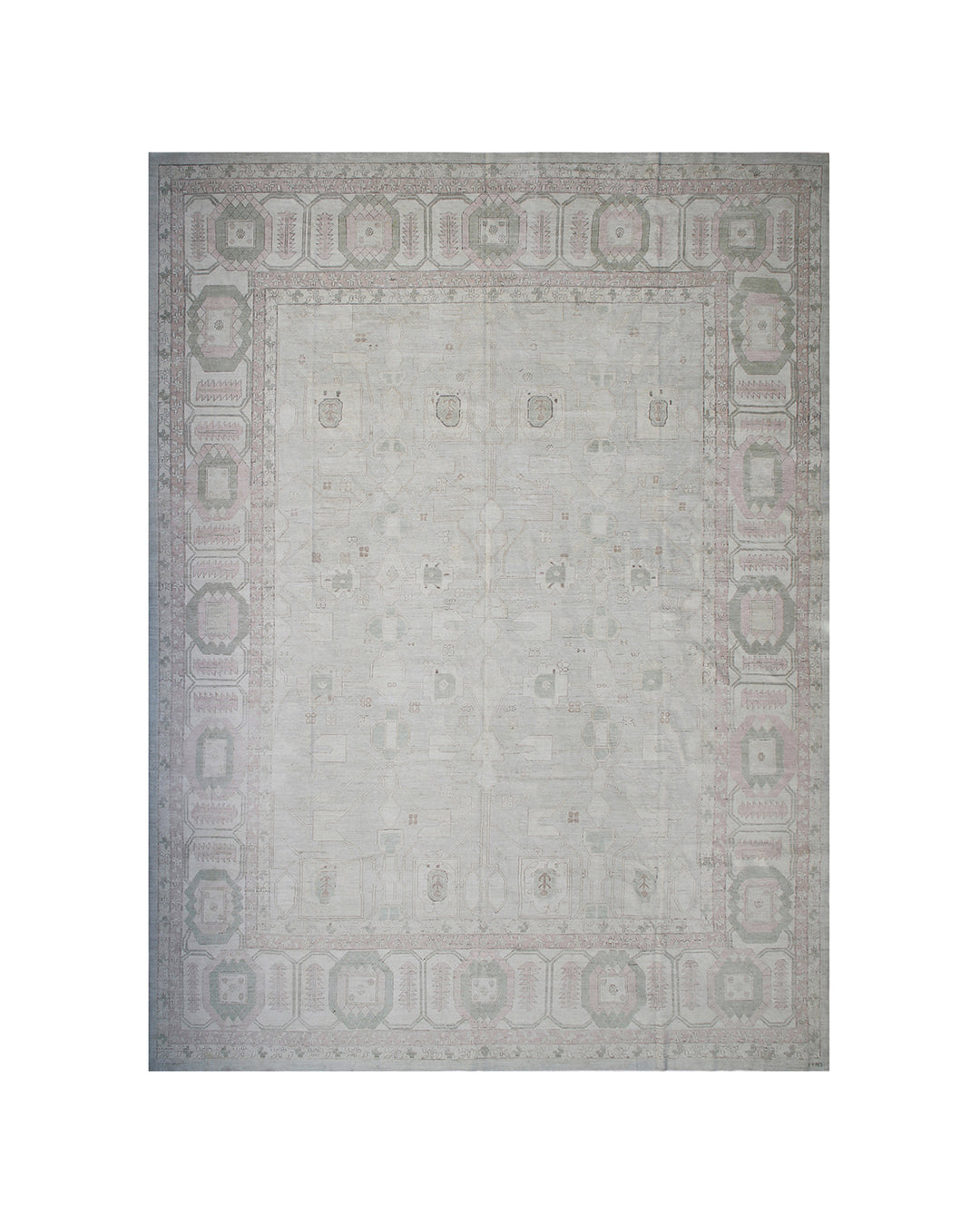 14'x19' Persian Bakhshayish Design | Soft Green | Geometric Rug
