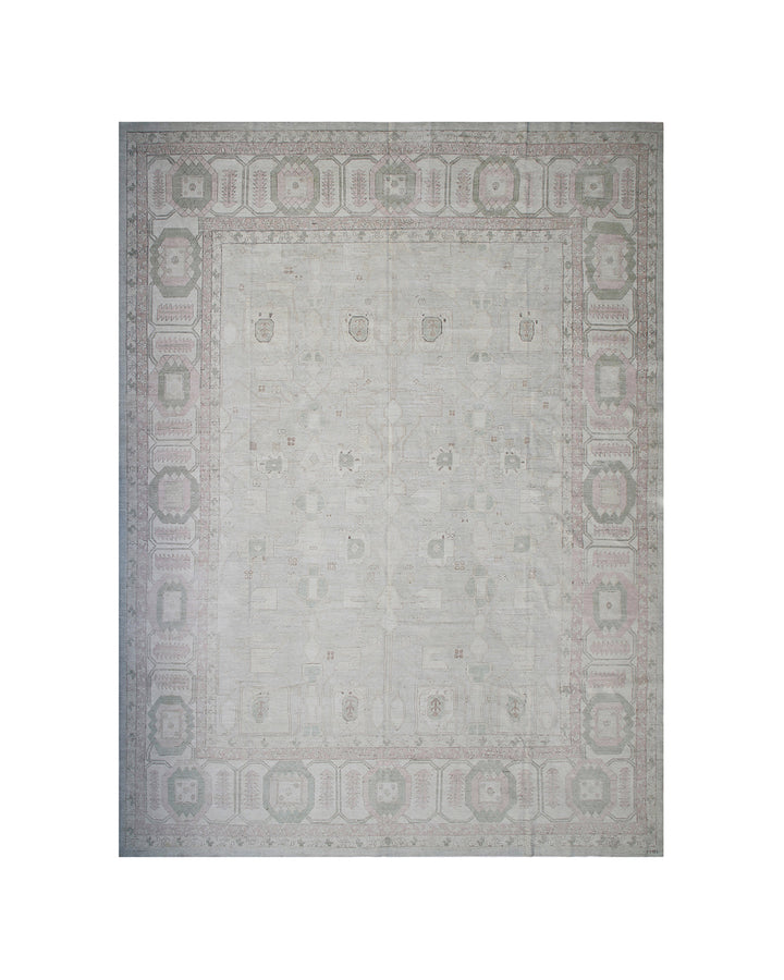 14'x19' Persian Bakhshayish Design | Soft Green | Geometric Rug