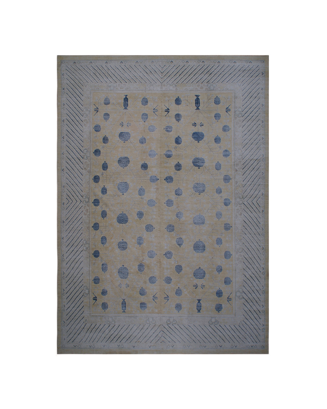 Large 14x19 handmade Samarkand Khotan design wool rug in subtle enchanting colors by Ariana Rugs West Hollywood