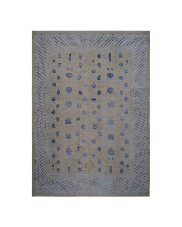 Large 14x19 handmade Samarkand Khotan design wool rug in subtle enchanting colors by Ariana Rugs West Hollywood