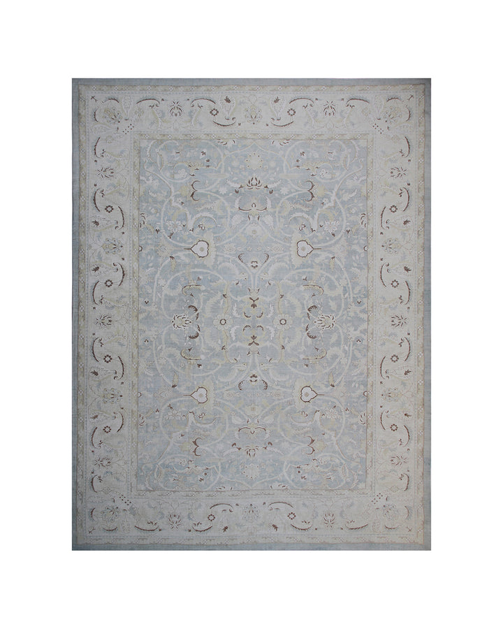 Fine Ariana Soft Blue and Silk Highlighted Luxury Floral Rug