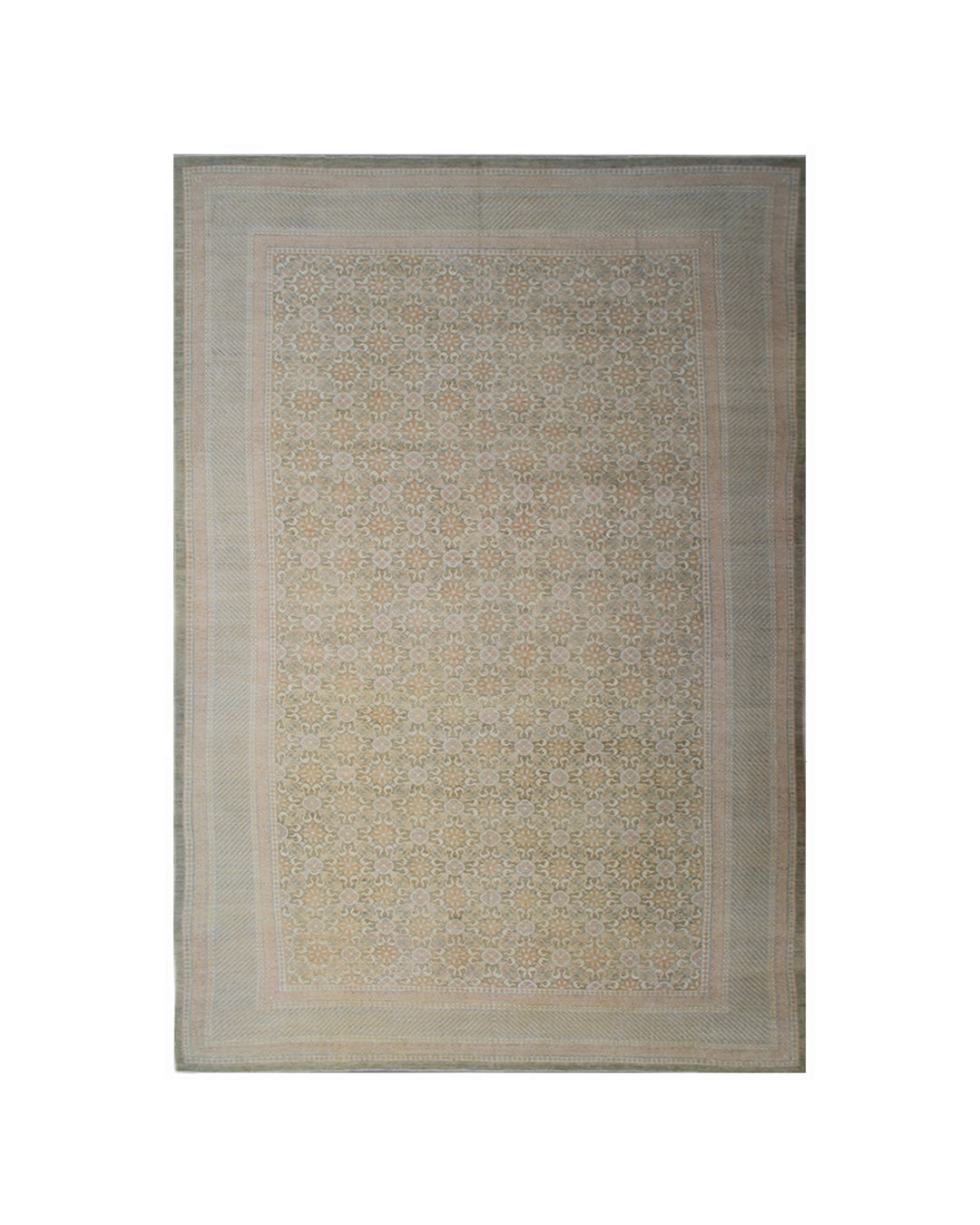 14'x24' Palace-Size Ariana Samarkand / Khotan Rug – Olive Green Medallion Design