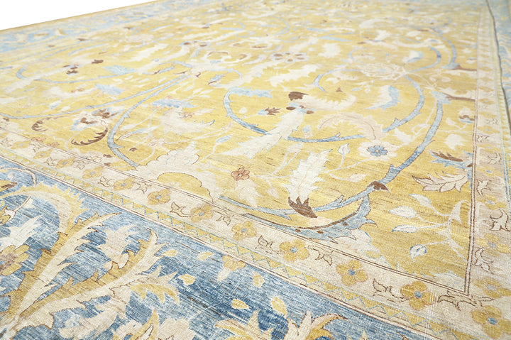 14'x19' Gold & Blue Persian Polonaise Rug – Wool & Silk | Ariana Luxury Rug