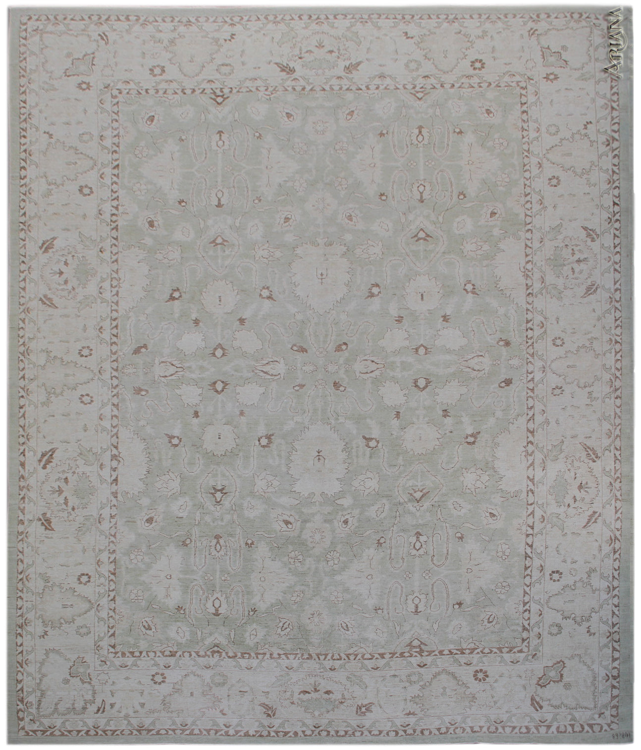 13'x17' Large Ariana Traditional Agra design Green Cream Floral Rug