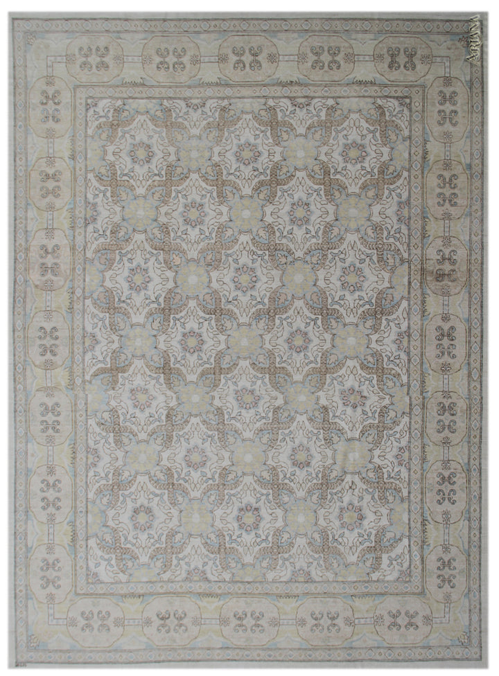 9'x12' Ariana Traditional Geometric Design Hand Knotted Wool Area Rug