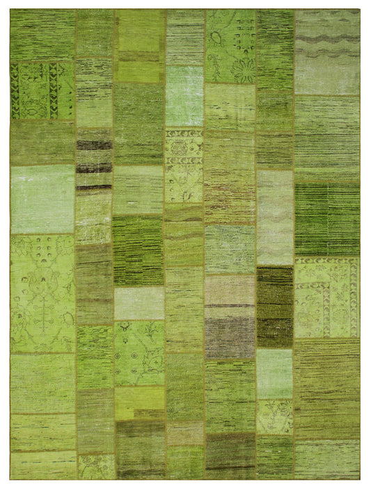 9'x12' Lime Green Ariana Patchwork Overdyed Rug