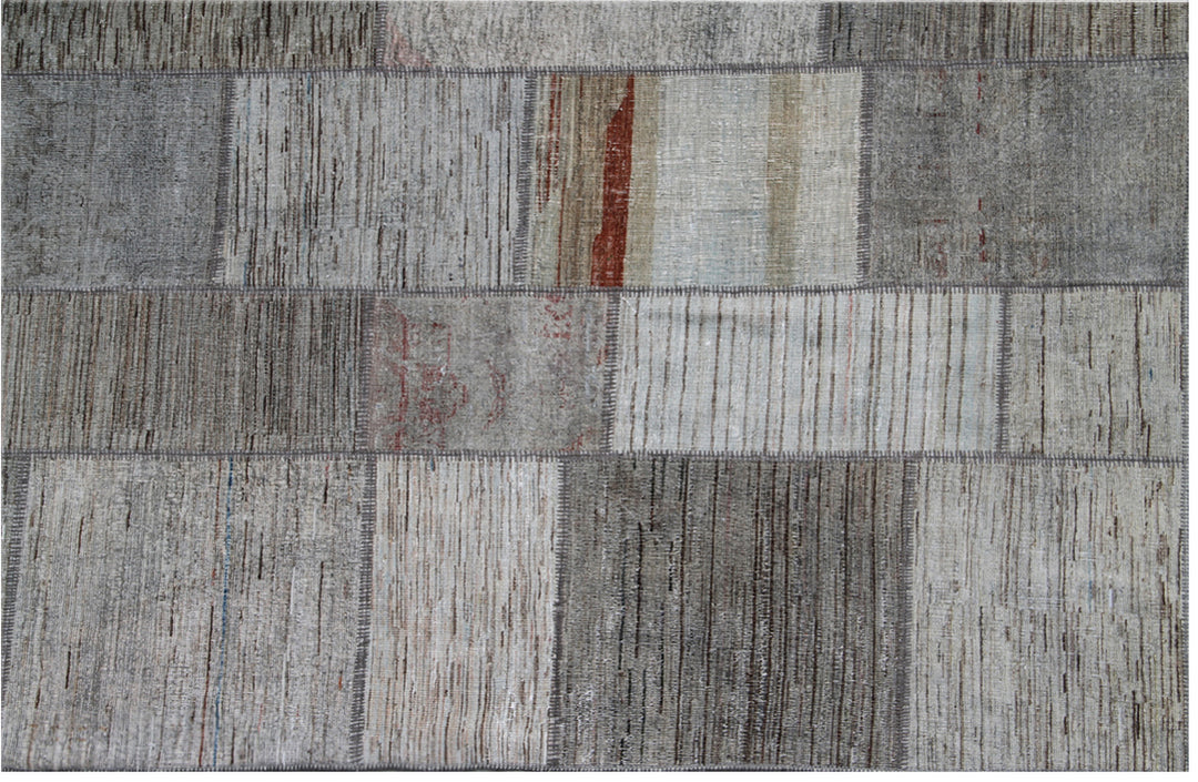 9'x12' Grey Ariana Patchwork Wool Rug