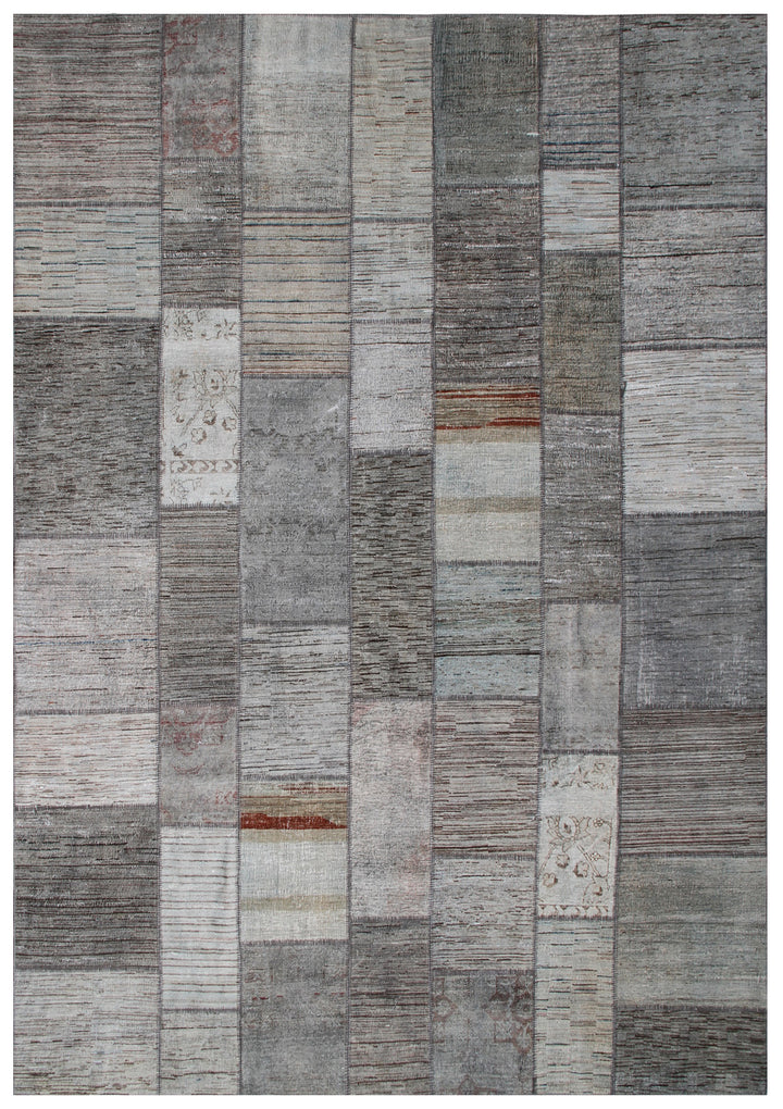 9'x12' Grey Ariana Patchwork Wool Rug