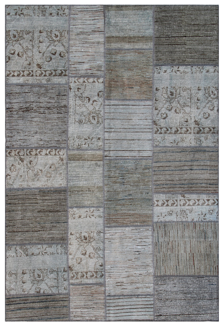 6'x8' Gray Ariana Patchwork Wool Area Rug