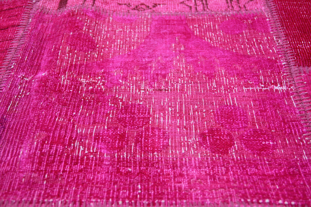 6'x8' Hot Pink Ariana Overdyed Patchwork Wool Area Rug