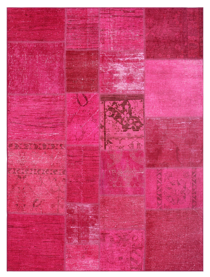 6'x8' Hot Pink Ariana Overdyed Patchwork Wool Area Rug