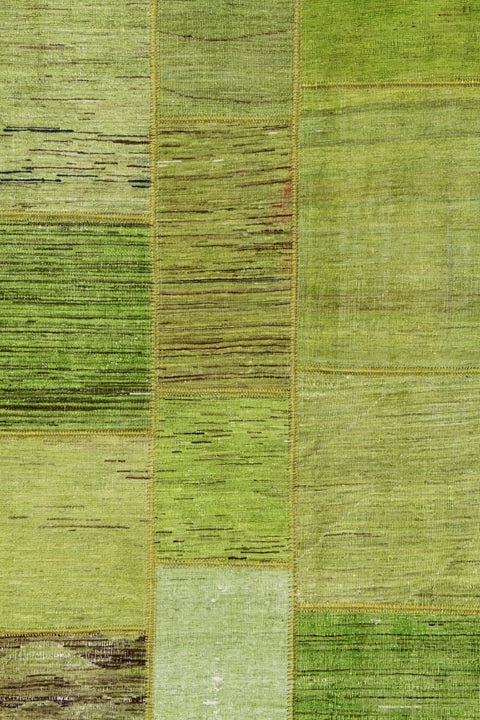 6'x8' Lime Green Ariana Patchwork Overdyed Wool Area Rug