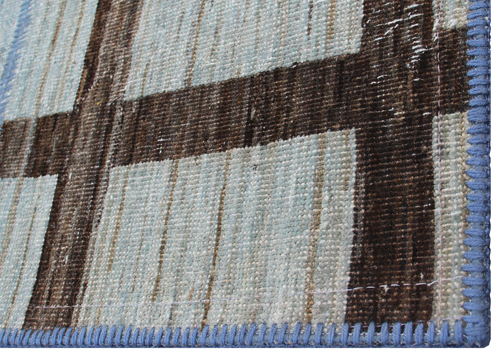 6'x8' Light Blue and Brown Ariana Patchwork Overdye Rug