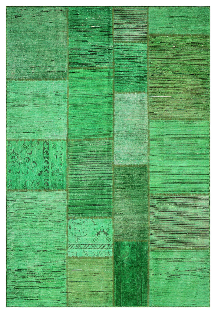 6'x8' Vibrant Green Ariana Patchwork Overdye Rug