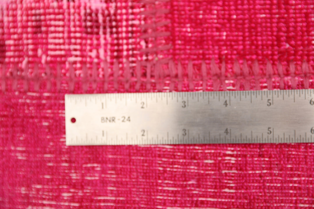6'x8' Afghan Rug | Hot Pink Area Rug | Patchwork Overdyed Wool Rug