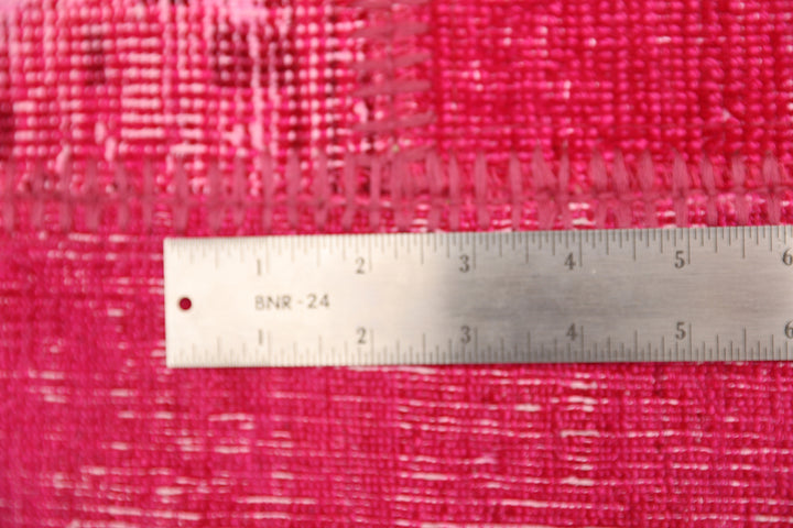 6'x8' Afghan Rug | Hot Pink Area Rug | Patchwork Overdyed Wool Rug