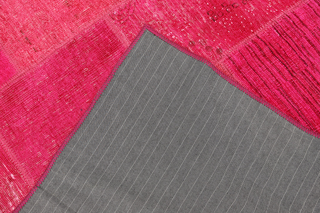 6'x8' Afghan Rug | Hot Pink Area Rug | Patchwork Overdyed Wool Rug
