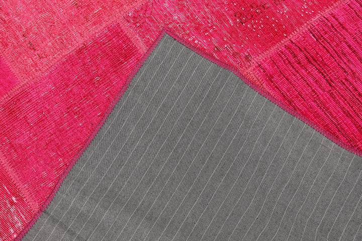 6'x8' Afghan Rug | Hot Pink Area Rug | Patchwork Overdyed Wool Rug