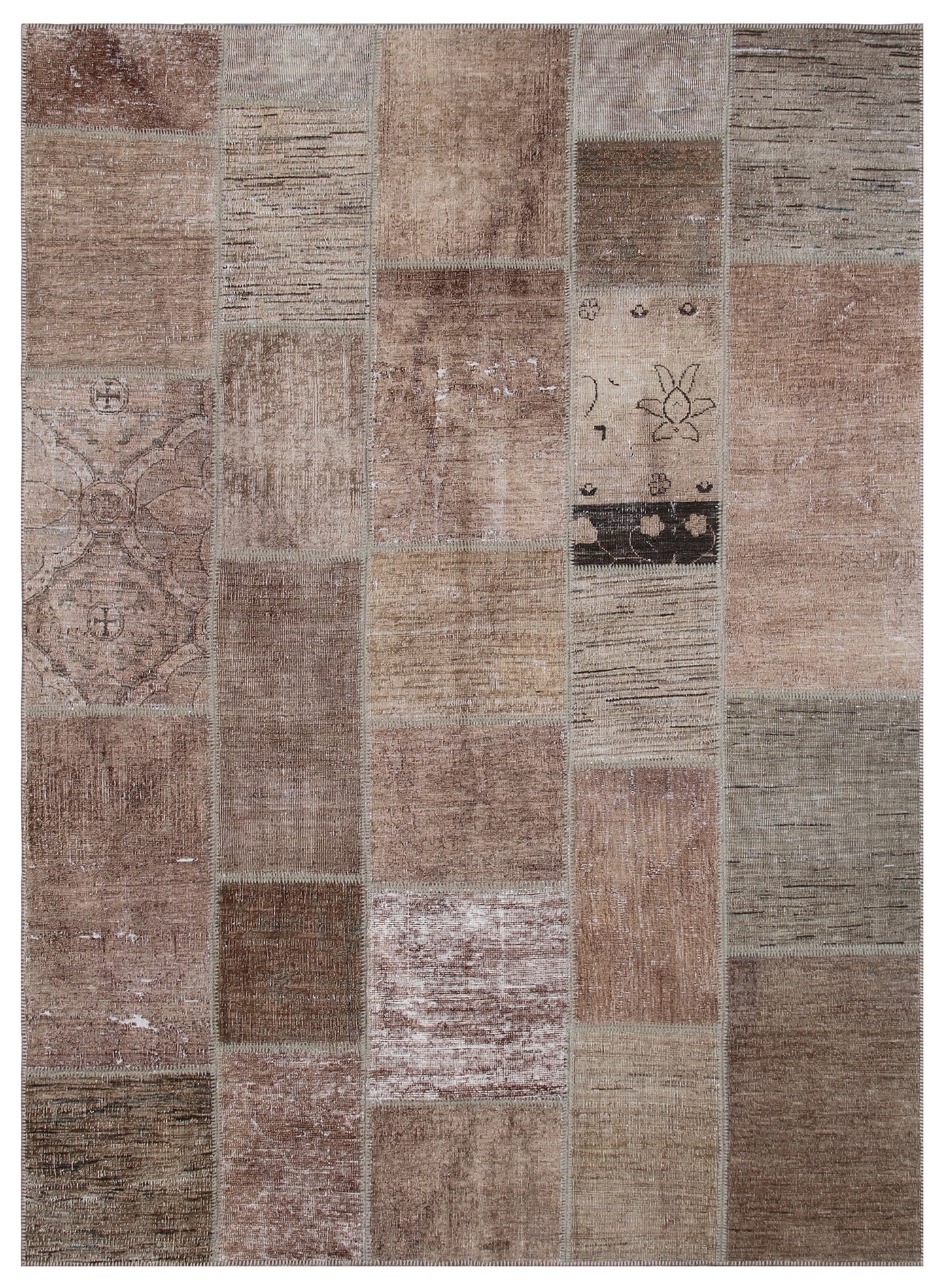 6'x8' Ariana Brown Patchwork Wool Area Rug