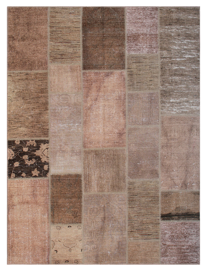 6'x8' Ariana Brown Patchwork Wool Rug