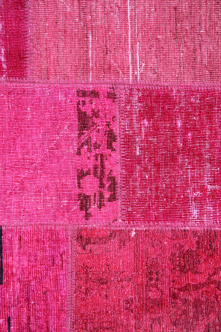 8'x10' Hot Pink Ariana Overdyed Patchwork Rug