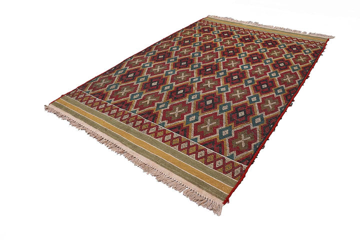 7'x10' Afghan Turkman Colorful Soumak Kilim