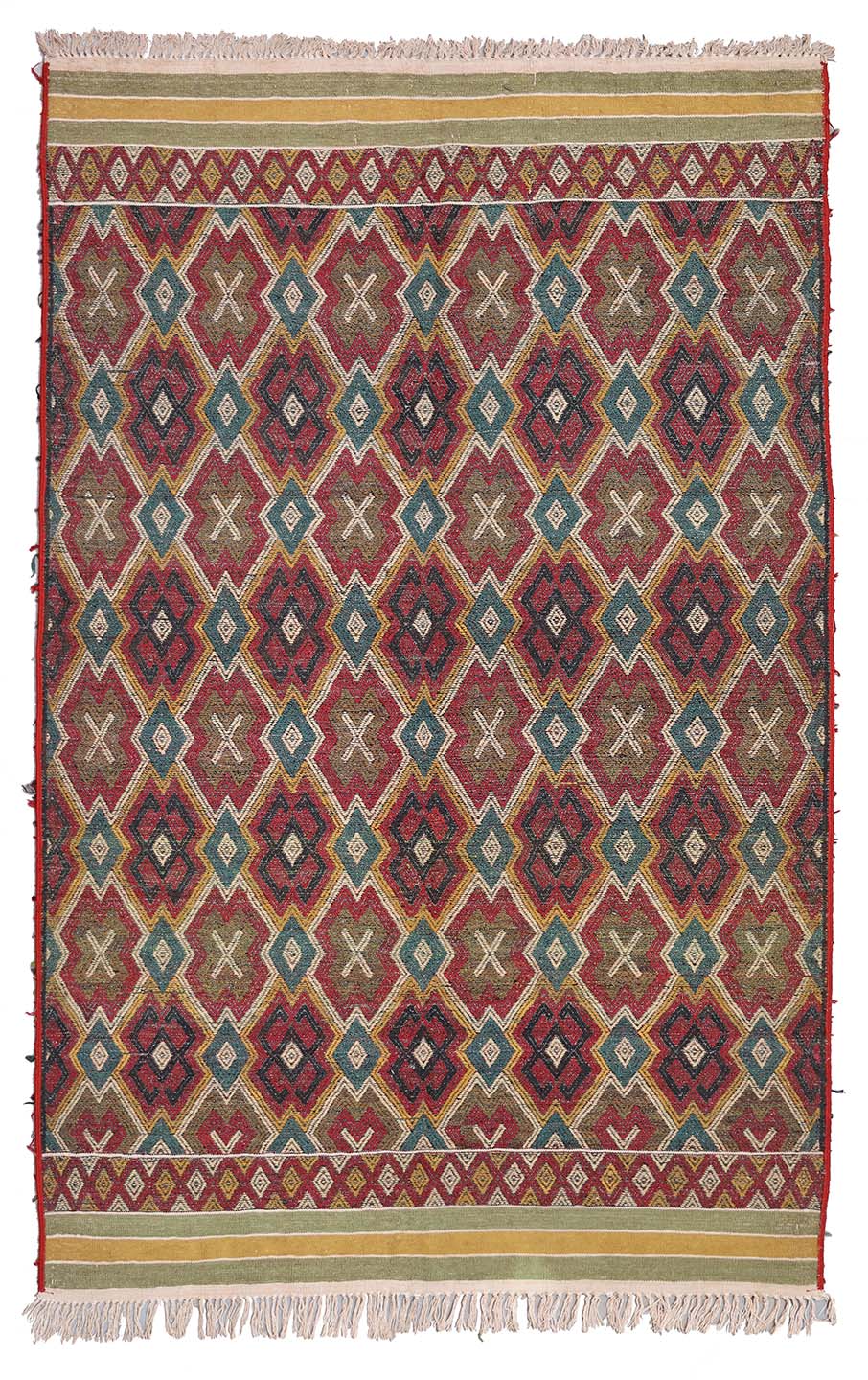 7'x10' Afghan Turkman Colorful Soumak Kilim