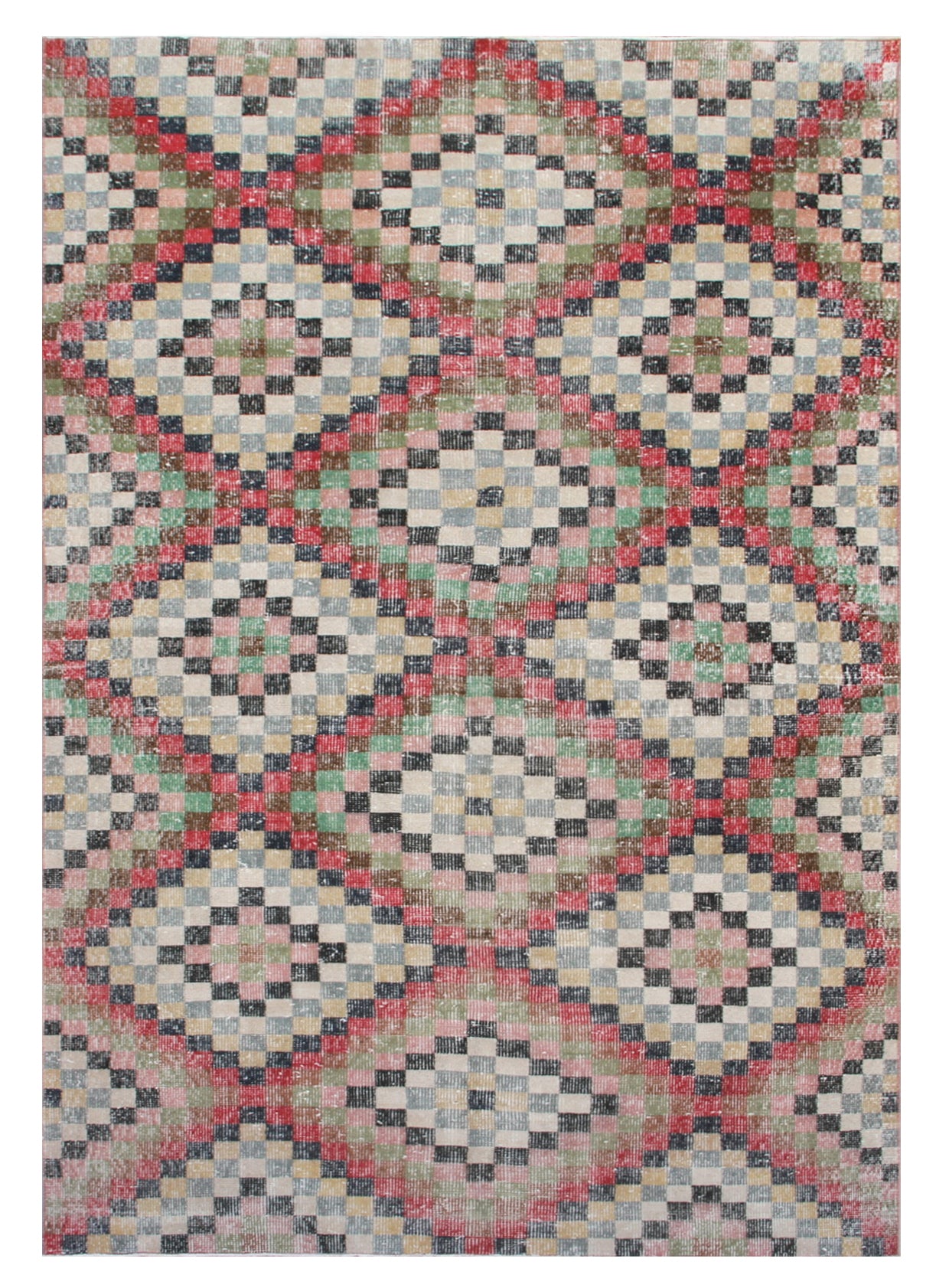 5x9 Vintage Turkish Rug Geometric Pattern