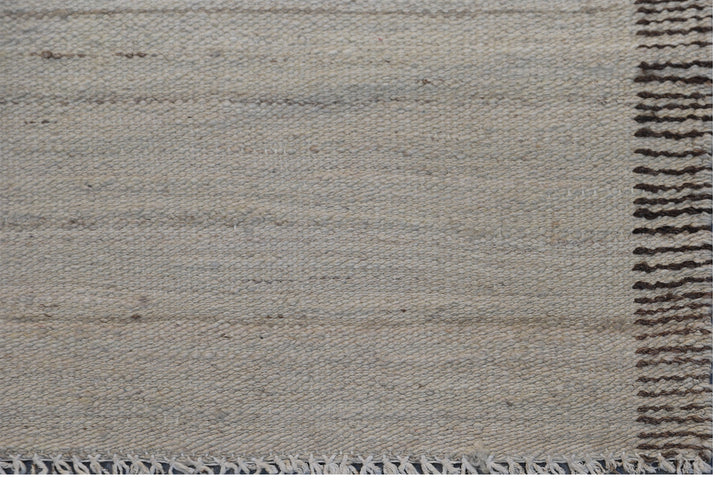 5'x7' Ariana Striped Blue Ivory Brown Beige Hand Knotted Wool Kilim Rug