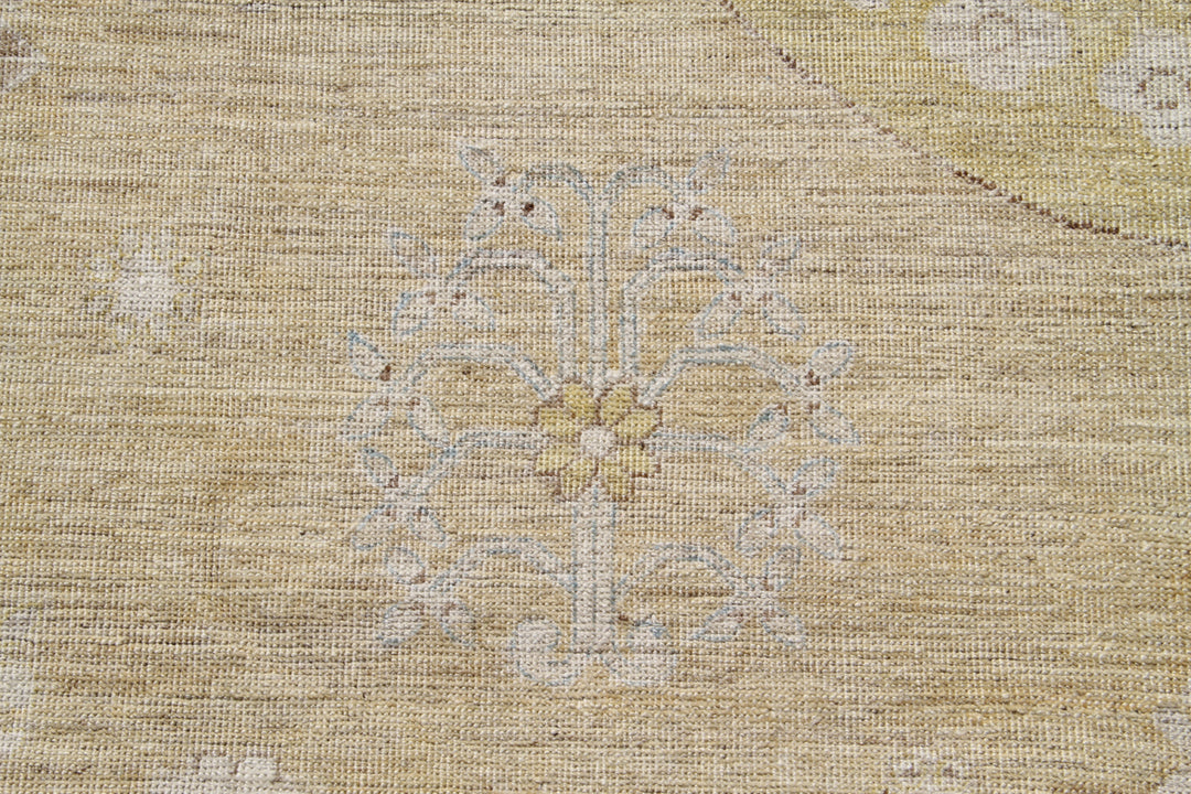 15'x10' Ariana Samarkand Medallion Gold Cream Blue Design Rug