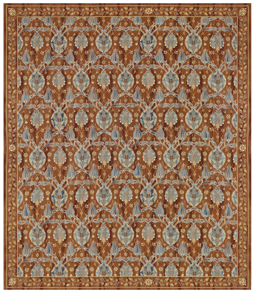 15'x16' Square Brown Ottoman Design Aubusson Flatweave Ariana Kilim Collection