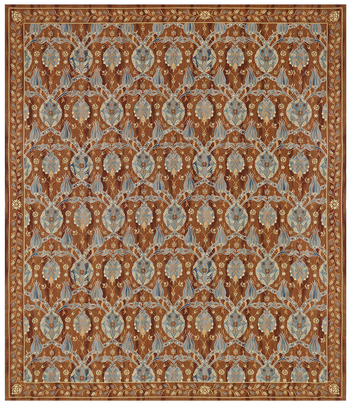 15'x16' Square Brown Ottoman Design Aubusson Flatweave Ariana Kilim Collection