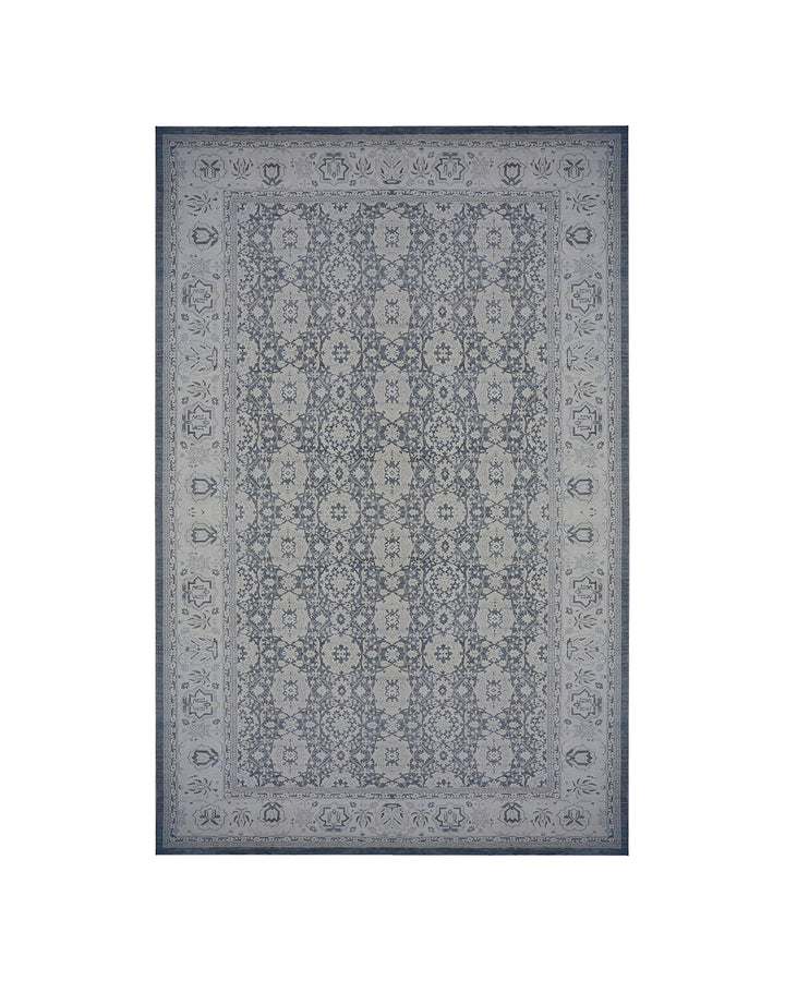 15'x23' Hand-Knotted Afghan Palace Rug| Indigo & Ivory, Organic Wool