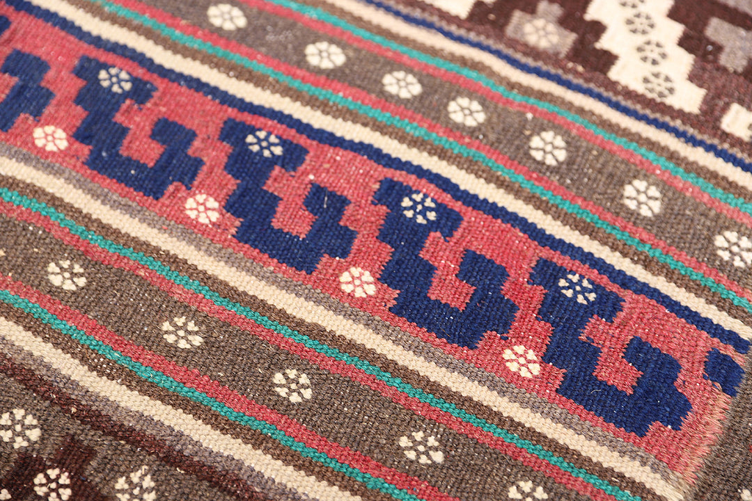 5'x7' Vintage Afshari Persian Kilim Rug - Organic Wool, Hand-Woven