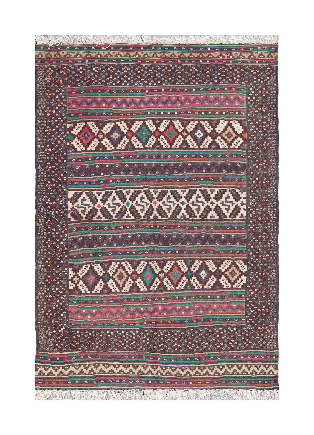 5'x7' Vintage Afshari Persian Kilim Rug - Organic Wool, Hand-Woven