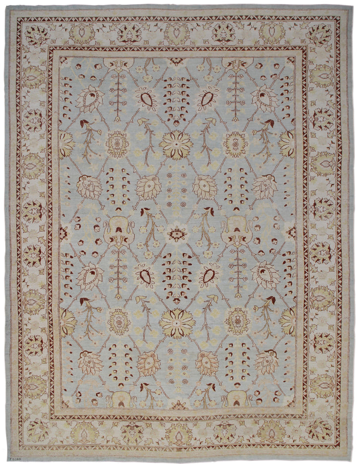 10'x14' Ariana Traditional Tabriz Design Blue Beige Hand Knotted Wool Area Rug
