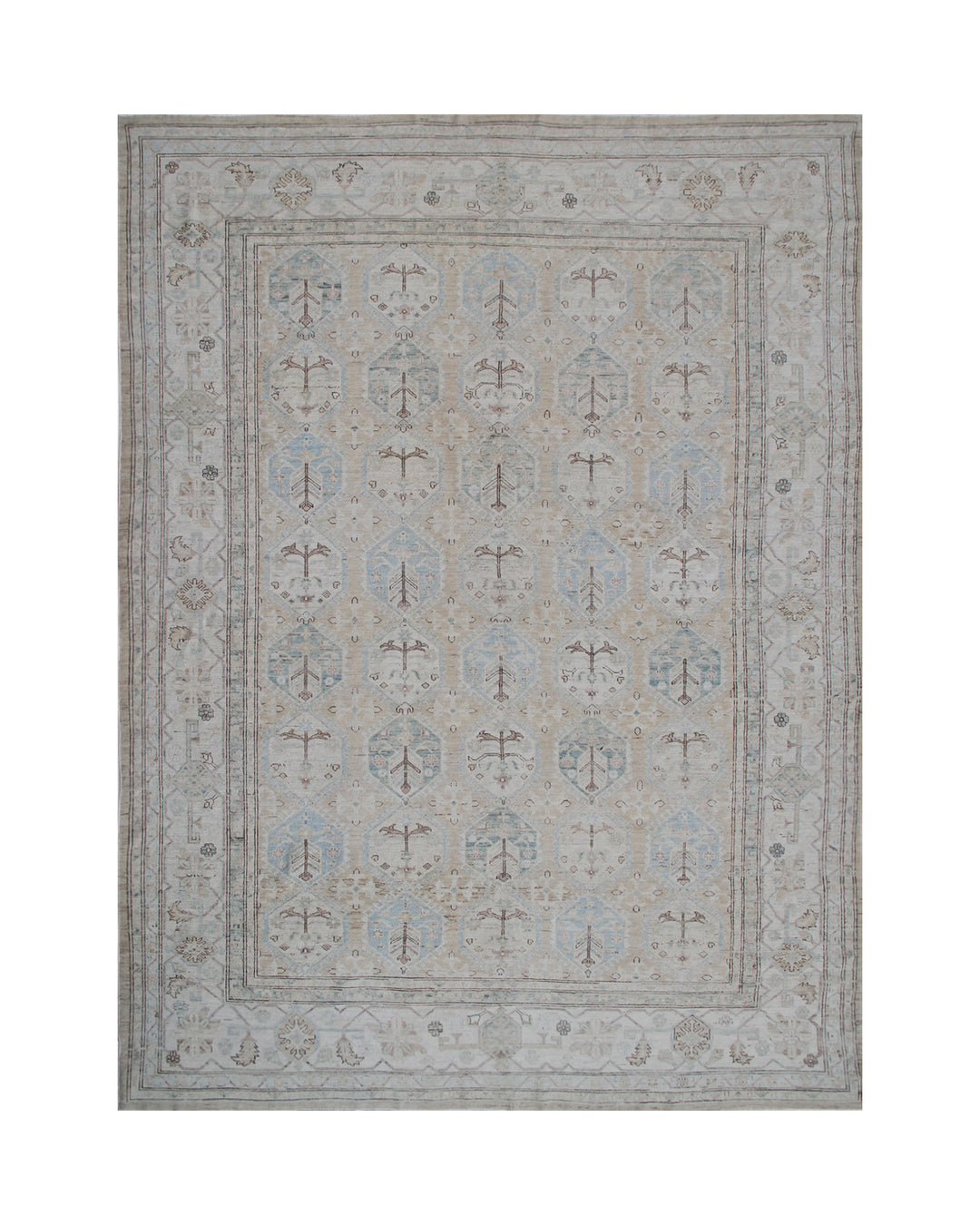 9'x12' Ariana Geometric Khotan Design Large Earth Tone Hazara Rug Collection