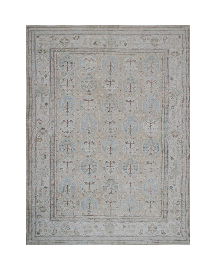 9'x12' Ariana Geometric Khotan Design Large Earth Tone Hazara Rug Collection