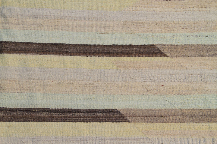 14'x19' Ariana Extra Large Striped Earth Tone Hand Knotted Wool Kilim Rug