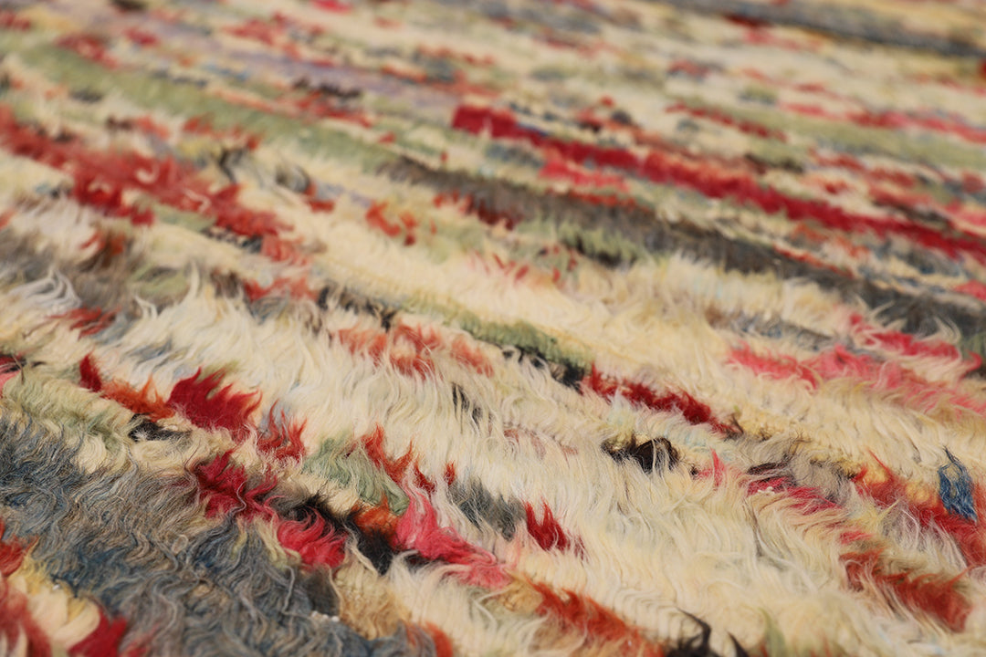6'x9' Ariana Moroccan Multi-Color Striped Confetti Barchi Wool Area Rug