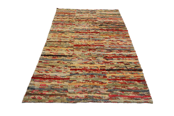 6'x9' Ariana Moroccan Multi-Color Striped Confetti Barchi Wool Area Rug