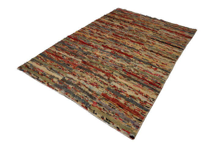 6'x9' Ariana Moroccan Multi-Color Striped Confetti Barchi Wool Area Rug