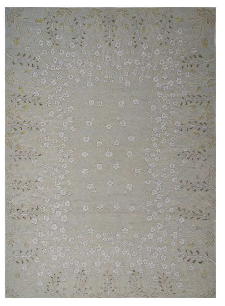 9'x12' Fine Hand-knotted Rug | Wool & Cotton | Floral Rug