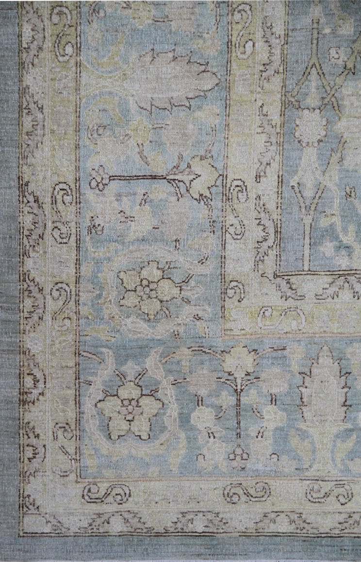 10'x13' Fine Tabriz Design Wool and Silk Highlight Ariana Hand Knotted Large Size Rug