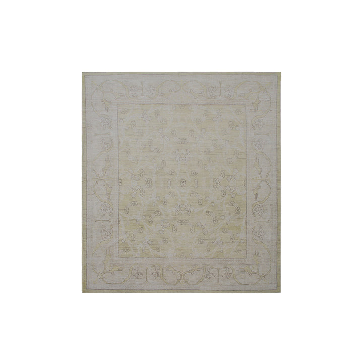 8'x9' Soft Pale Yellow Cream Faded European Design Ariana Luxury Rug