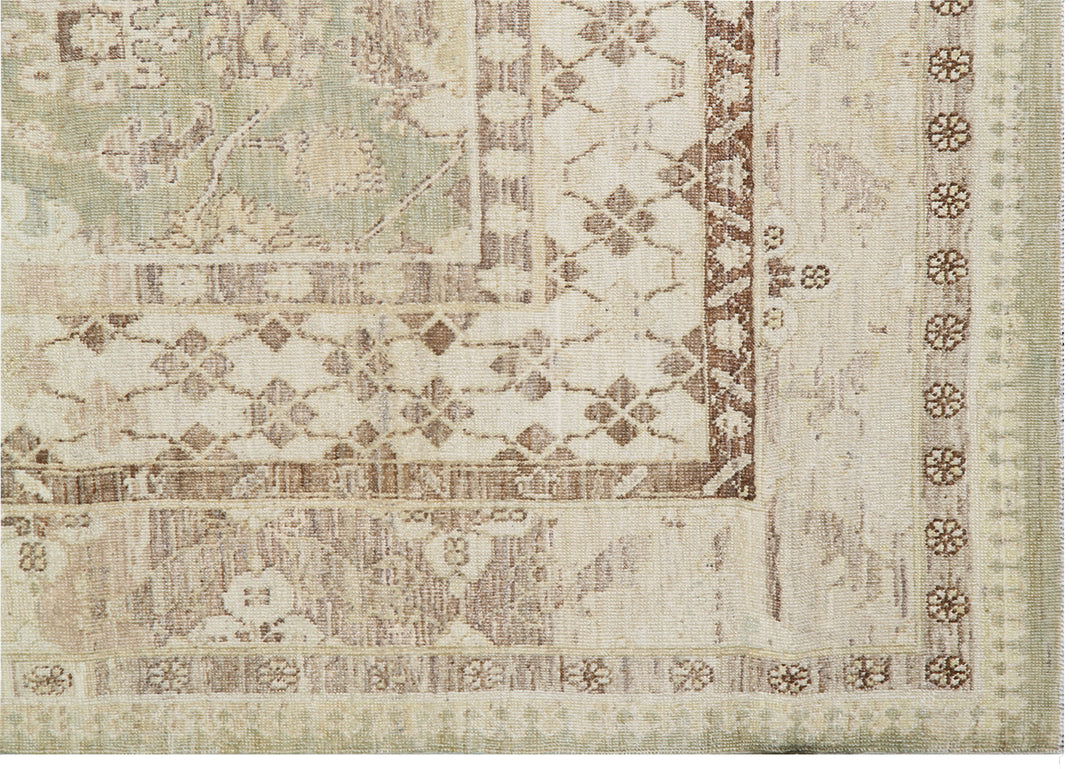 10'x14' Fine Pale Green Tabriz Design Ariana Traditional Area Rug