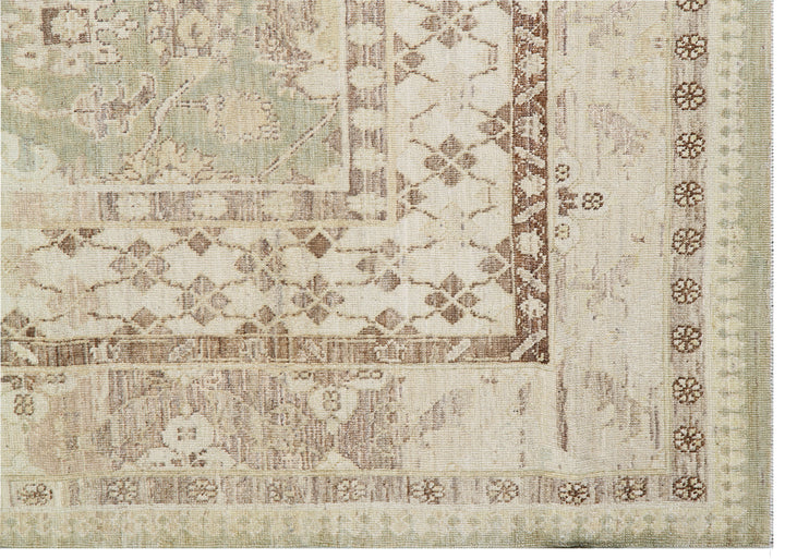 10'x14' Fine Pale Green Tabriz Design Ariana Traditional Area Rug