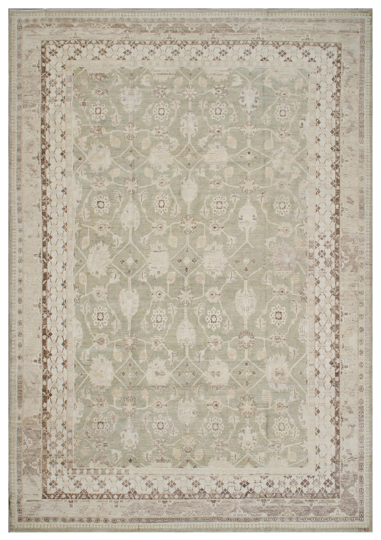 10'x14' Pale Green Tabriz Design Ariana Traditional Rug