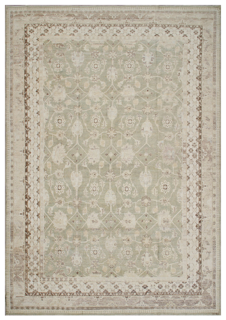 10'x14' Fine Pale Green Tabriz Design Ariana Traditional Area Rug