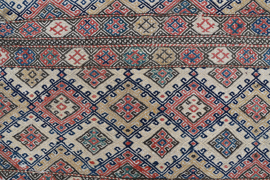 Antique Shahsavan Soumak Kilim | Handwoven Mafrash Wool Rug c.1900 3'x3'